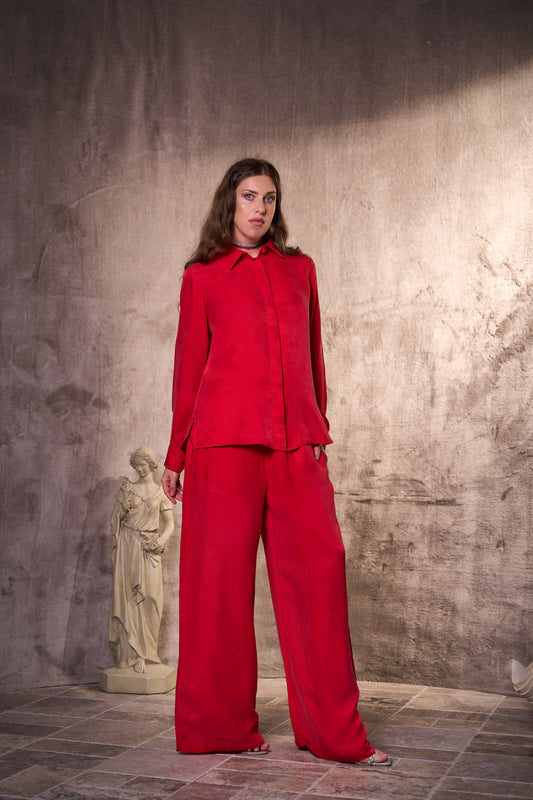 Lilith lounger set, choeffect, 2-piece lounge set, CHŌ vegan silk, coord set, luxury airport outfit, premium wide leg set, sustainable luxury, quiet luxury loungewear, Lilith luxury apparel, dress set, vegan silk dubai, silk sets, Lounge Pant, vegam silk